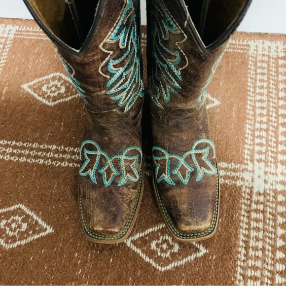 Circle G Brown & Turquoise Western Cowgirl Boots L5640 - Picture 5 of 8